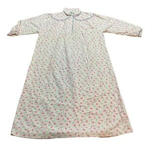 Vintage Modest  Dream Details  Floral Collared Cotton Nightgown Long Size XL
